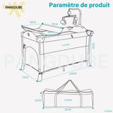 Lit bébé multifonction 0-6 ans Mybooni — Berceau table à langer pliable sans montage