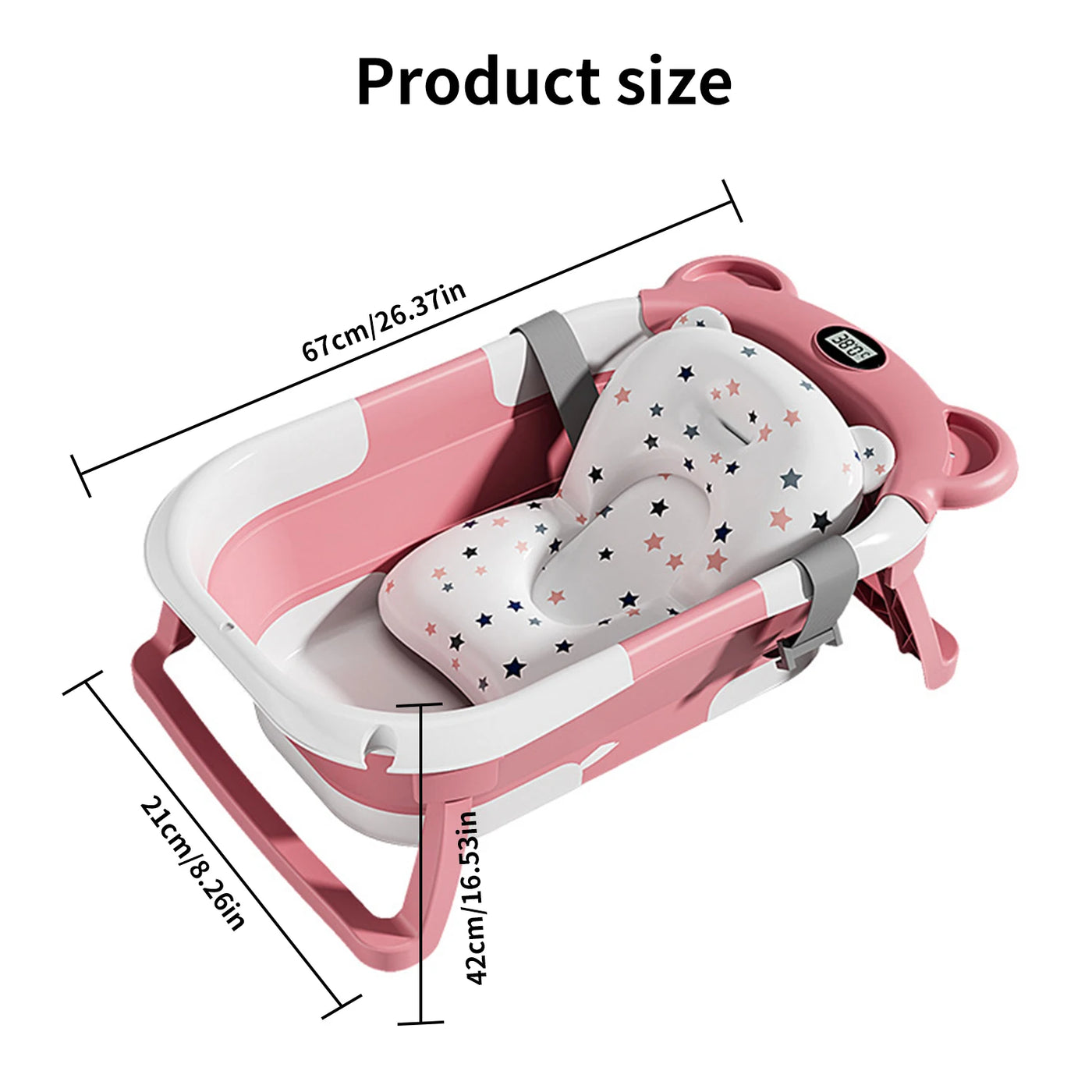 Baignoire bébé pliable Mybooni — Thermomètre intégré tapis antidérapant 0-15M