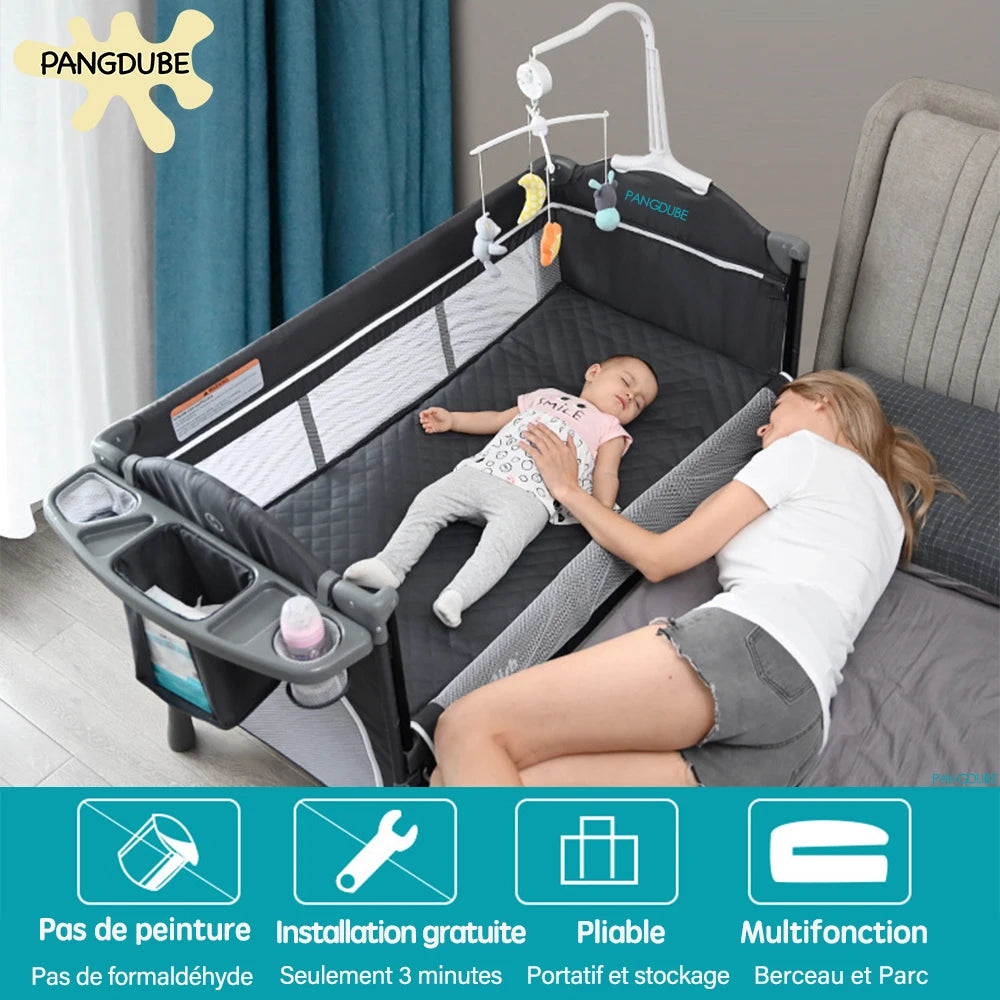 Lit bébé multifonction 0-6 ans - berceuse table à langer berceau pliant installation libre
