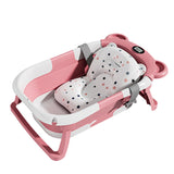 Baignoire bébé pliable avec thermomètre - tapis antidérapant coussin soutien baignoire voyage nouveau-né 0-15 mois