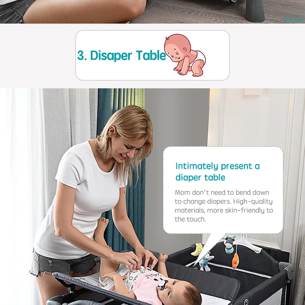 Lit bébé multifonction 0-6 ans - berceuse table à langer berceau pliant installation libre
