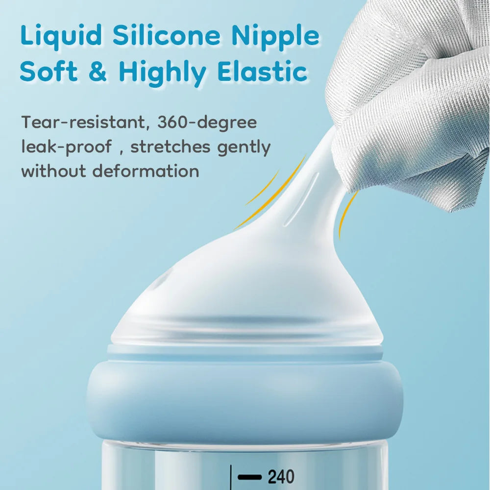 Biberon verre MAMIJOY incliné en forme de sein anti-coliques