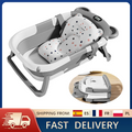 Baignoire bébé pliable avec thermomètre - tapis antidérapant coussin soutien baignoire voyage nouveau-né 0-15 mois