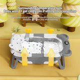 Baignoire bébé pliable avec thermomètre - tapis antidérapant coussin soutien baignoire voyage nouveau-né 0-15 mois