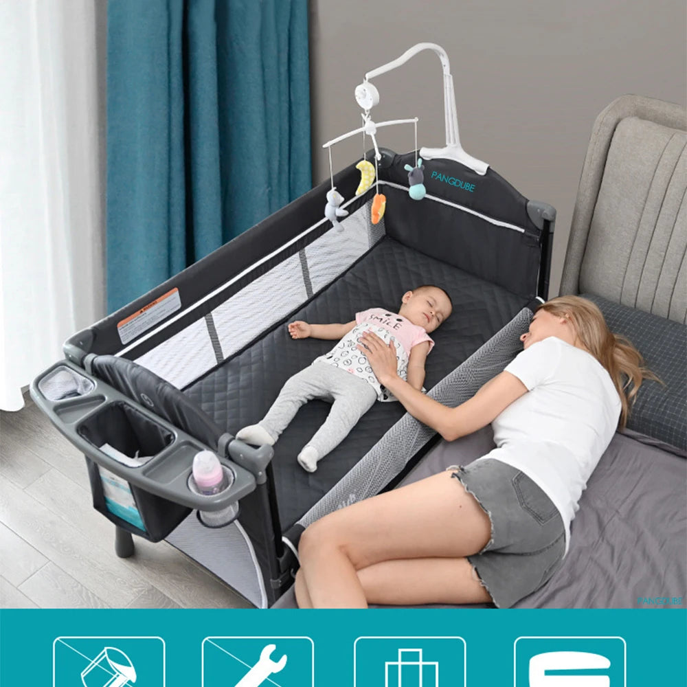 Lit bébé multifonction 0-6 ans - berceuse table à langer berceau pliant installation libre