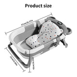 Baignoire bébé pliable avec thermomètre - tapis antidérapant coussin soutien baignoire voyage nouveau-né 0-15 mois