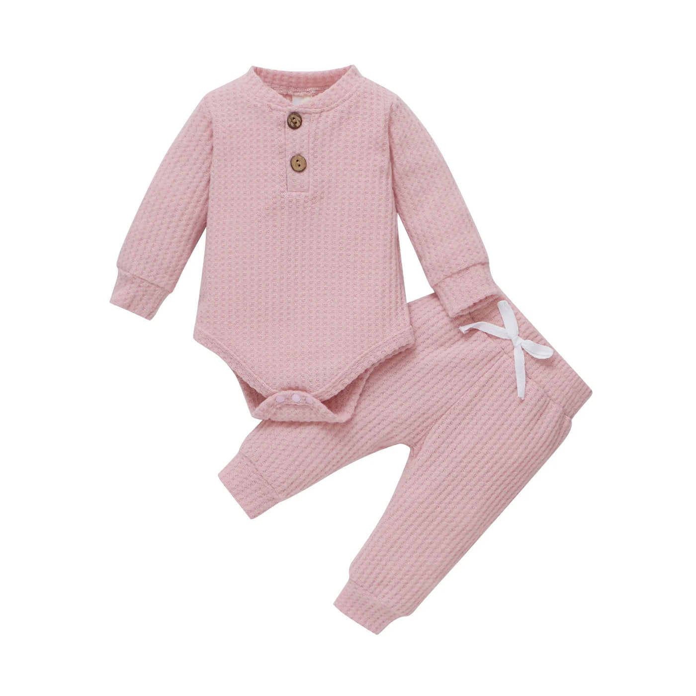 Ensemble 2 pièces bébé body côtelé/carreaux manches longues + pantalon - tenue nouveau-né 0-18 mois
