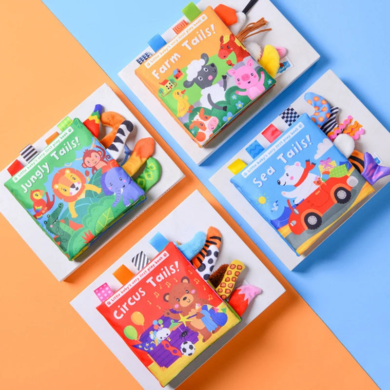 Livre tissu animaux queue bébé Mybooni — Jouet cognitif 0-12M