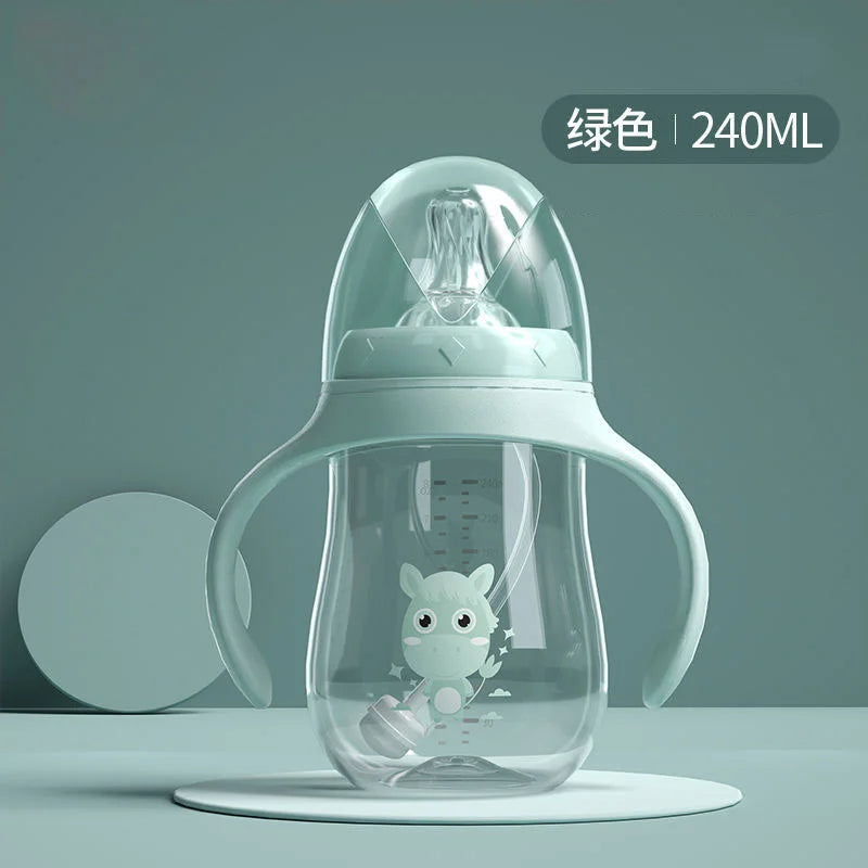 Biberon tasse bébé large calibre bille anti-gravité - double usage lait eau sans BPA