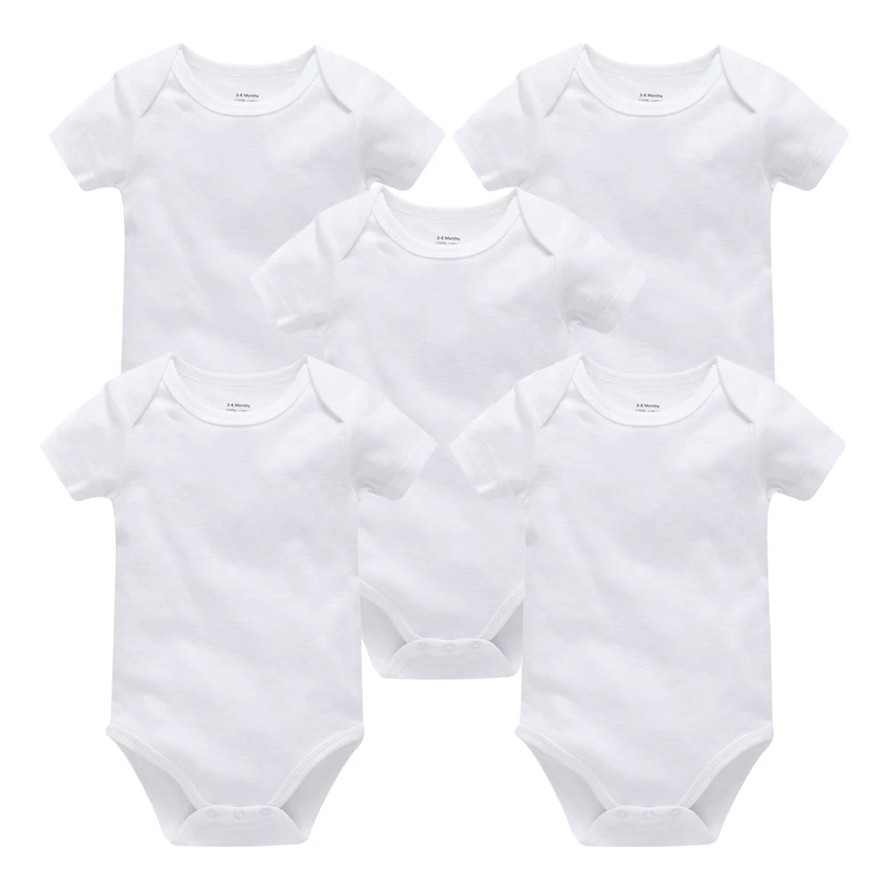 Pack 3 ou 5 bodies manches courtes Mybooni — Coton blanc 0-24 mois