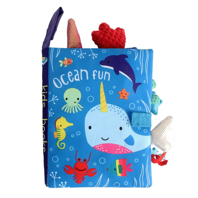 Livre tissu bébé animaux Mybooni | Queue grelot éveil sensoriel 0-36M