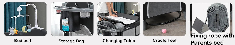 Lit bébé multifonction 0-6 ans - berceuse table à langer berceau pliant installation libre