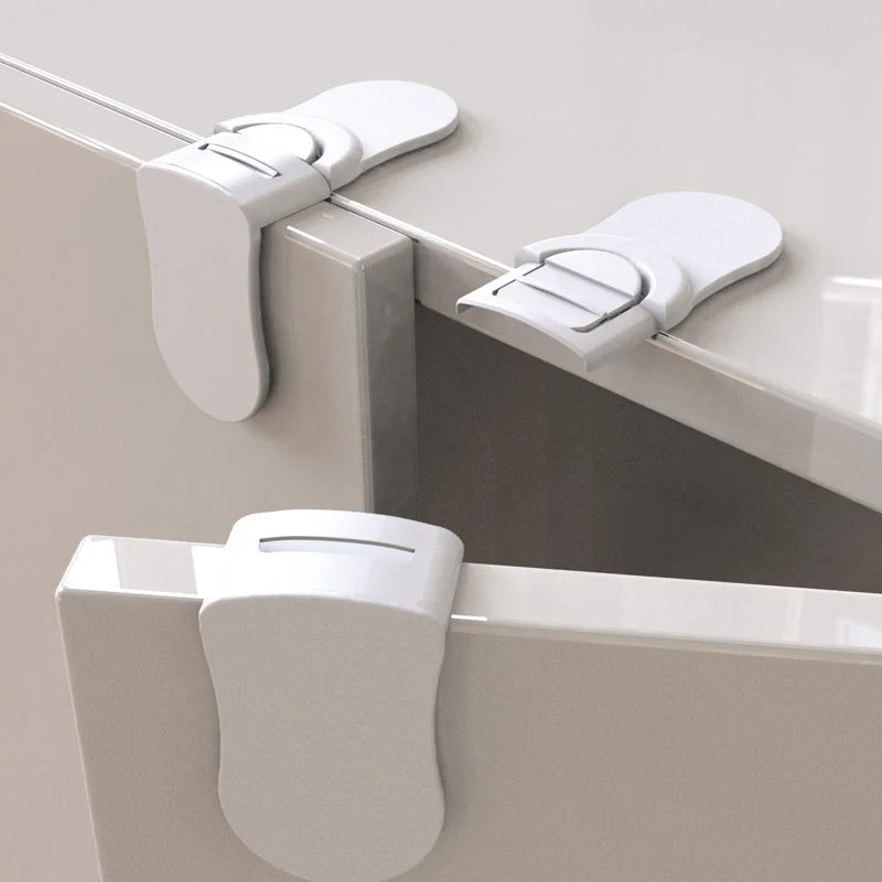 Verrou tiroir bébé sécurité anti-coincement - serrure placard plastique blanc protection enfant