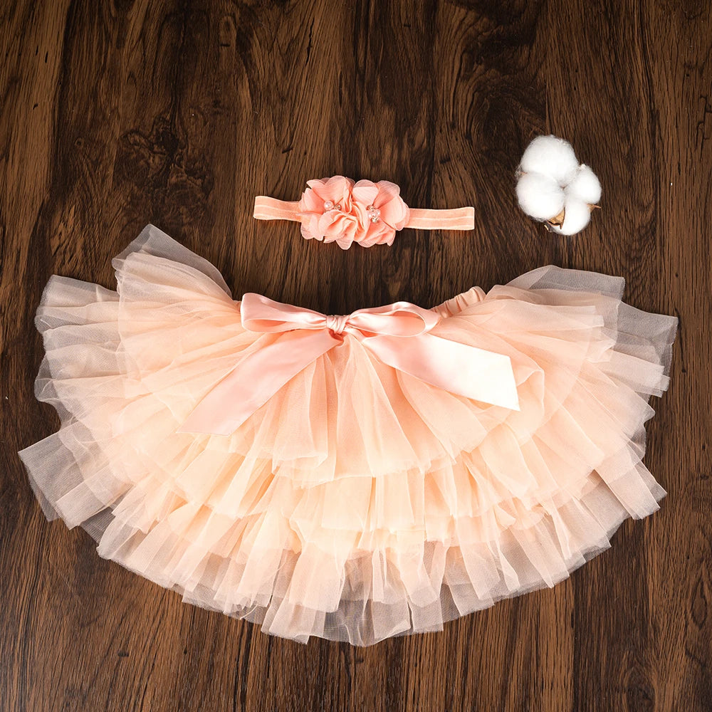 Tutu bloomer bébé fille Mybooni — Jupe arc-en-ciel avec bandeau 2 pièces