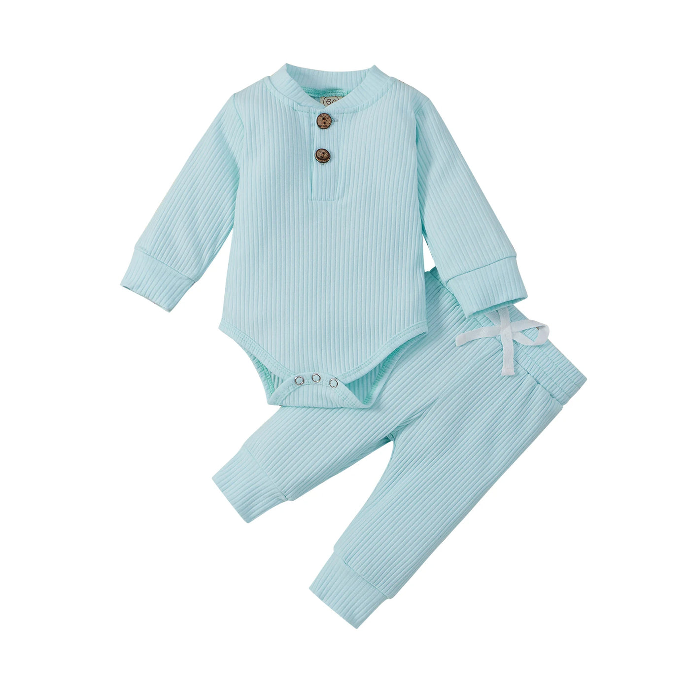 Ensemble 2 pièces bébé body côtelé/carreaux manches longues + pantalon - tenue nouveau-né 0-18 mois