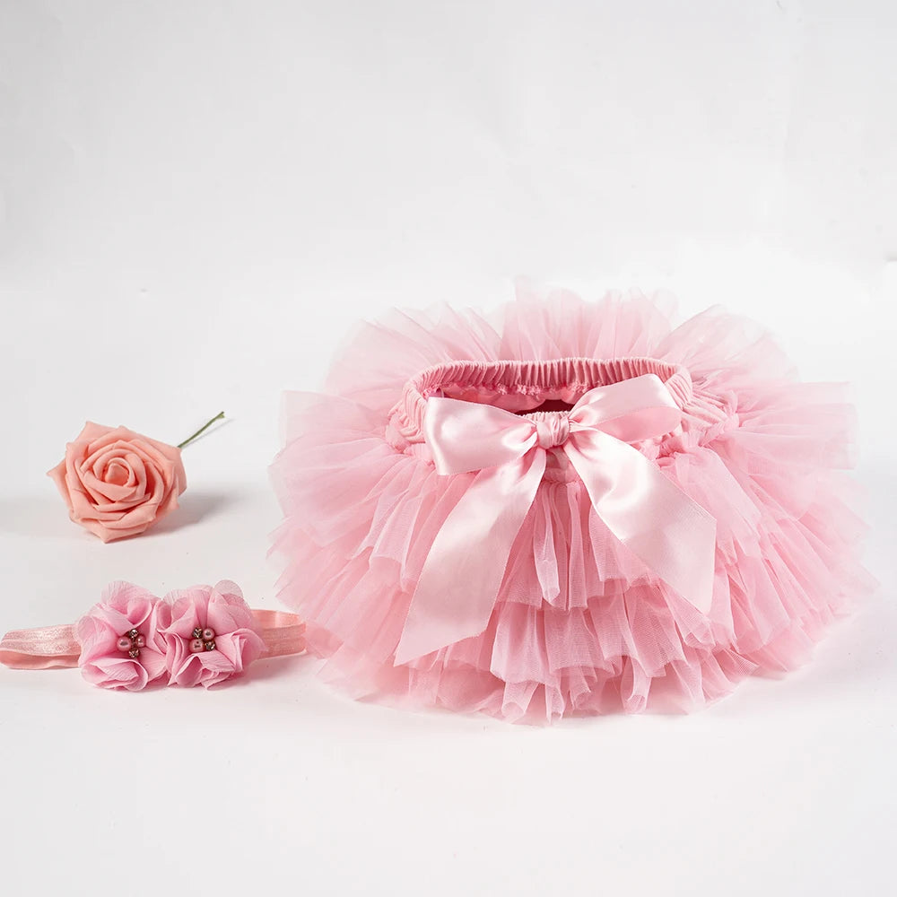 Ensemble tutu tulle bébé fille avec bandeau - culotte Rainbow 2 pièces