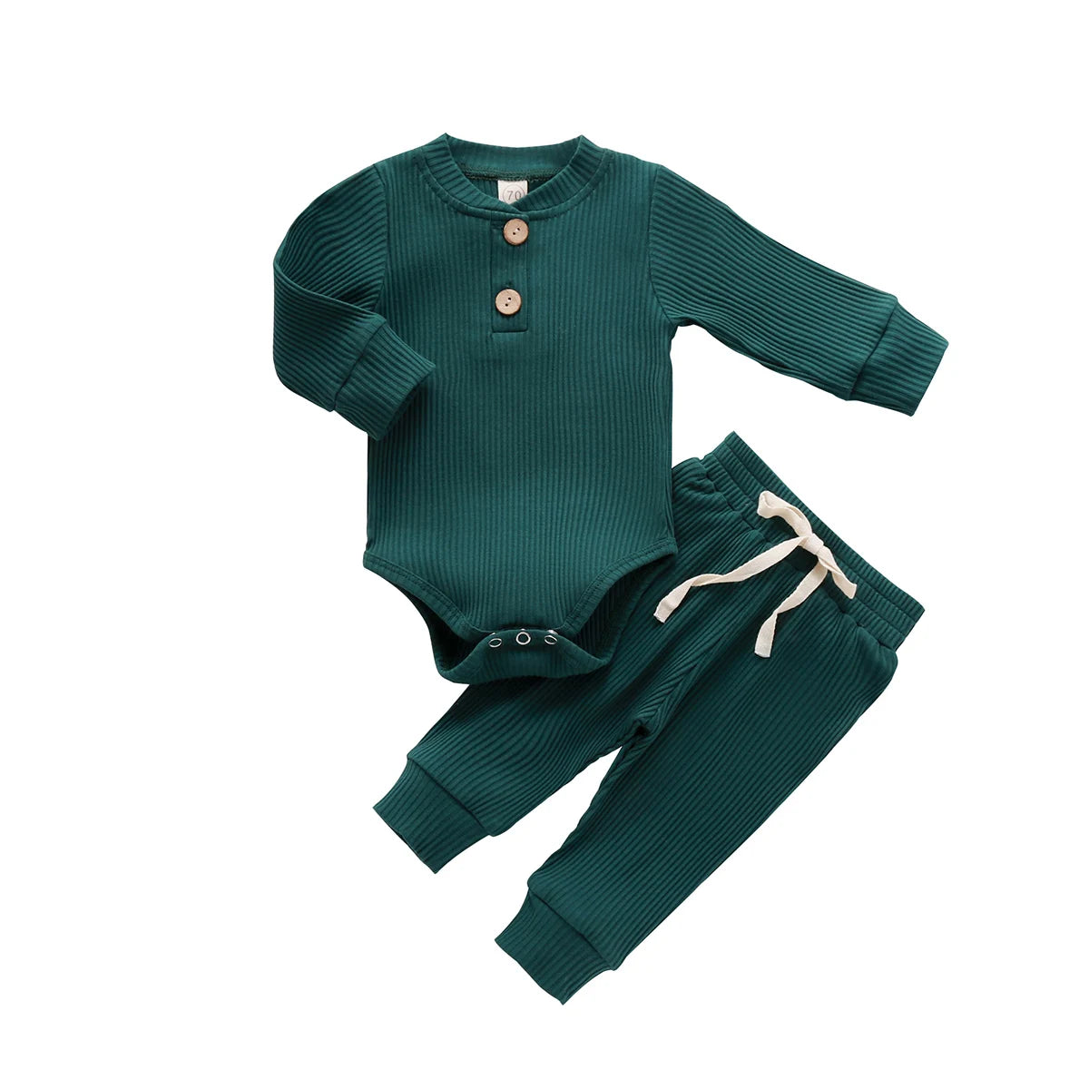 Ensemble 2 pièces bébé body côtelé/carreaux manches longues + pantalon - tenue nouveau-né 0-18 mois