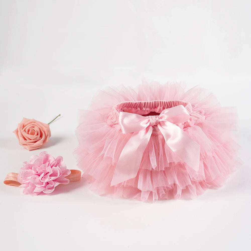 Ensemble tutu tulle bébé fille avec bandeau - culotte Rainbow 2 pièces