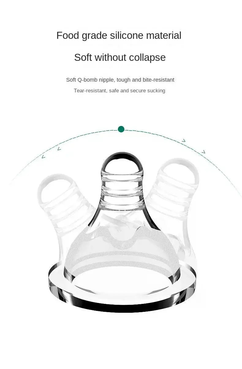 Biberon silicone anti-chute avec paille et poignée isolante