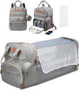 Sac à dos à langer 3-en-1 Mybooni — Table à langer + Lit de voyage + Port USB