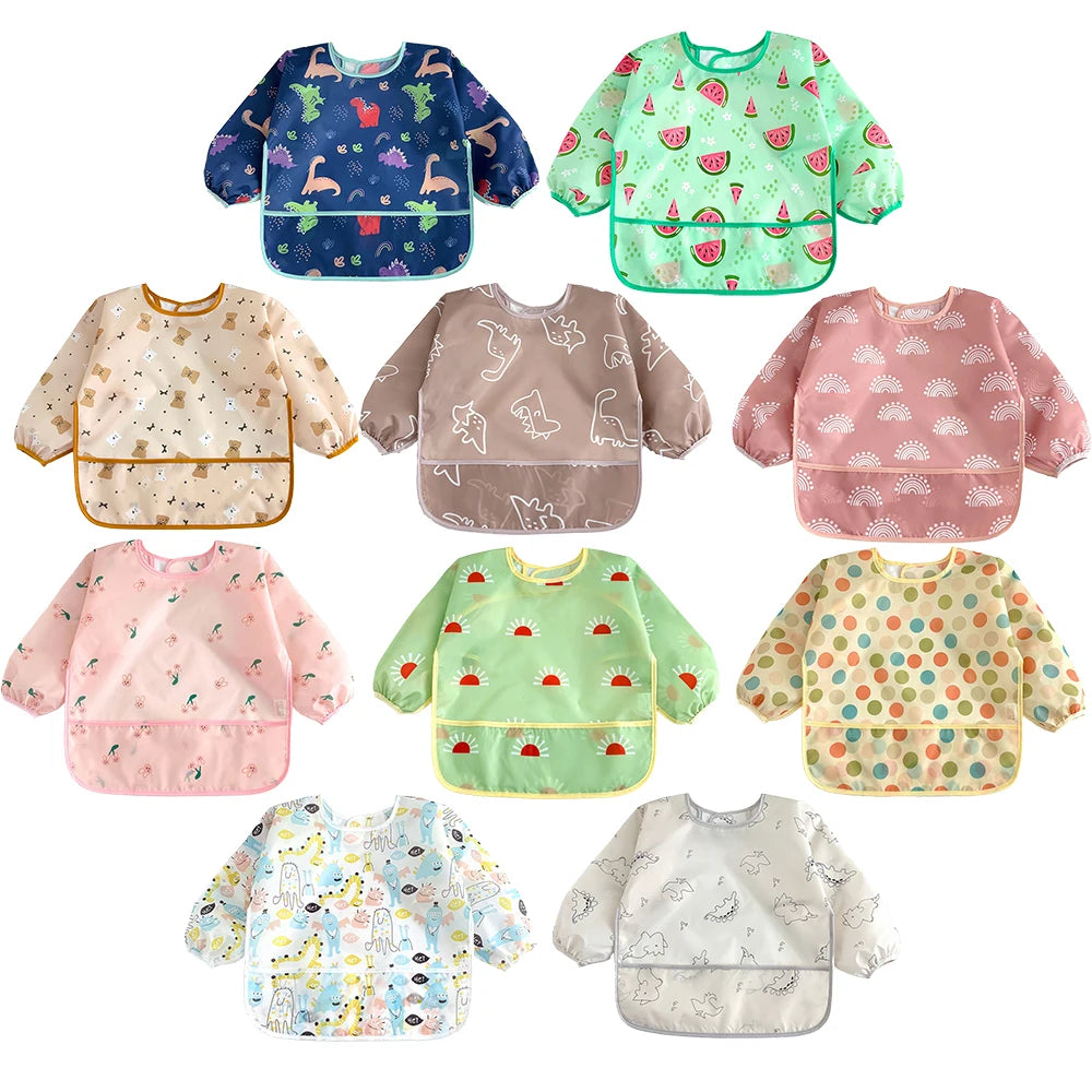 Bavoir imperméable manches longues Mybooni — Tablier repas protection vêtements