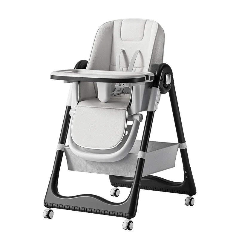 Chaise haute bébé réglable Mybooni — Pliable hauteur ajustable avec roulettes