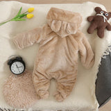 Combinaison bébé automne-hiver peluche chaud - grenouillère cartoon chien/lapin 0-2 ans