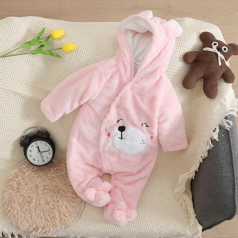Combinaison bébé automne-hiver peluche chaud - grenouillère cartoon chien/lapin 0-2 ans