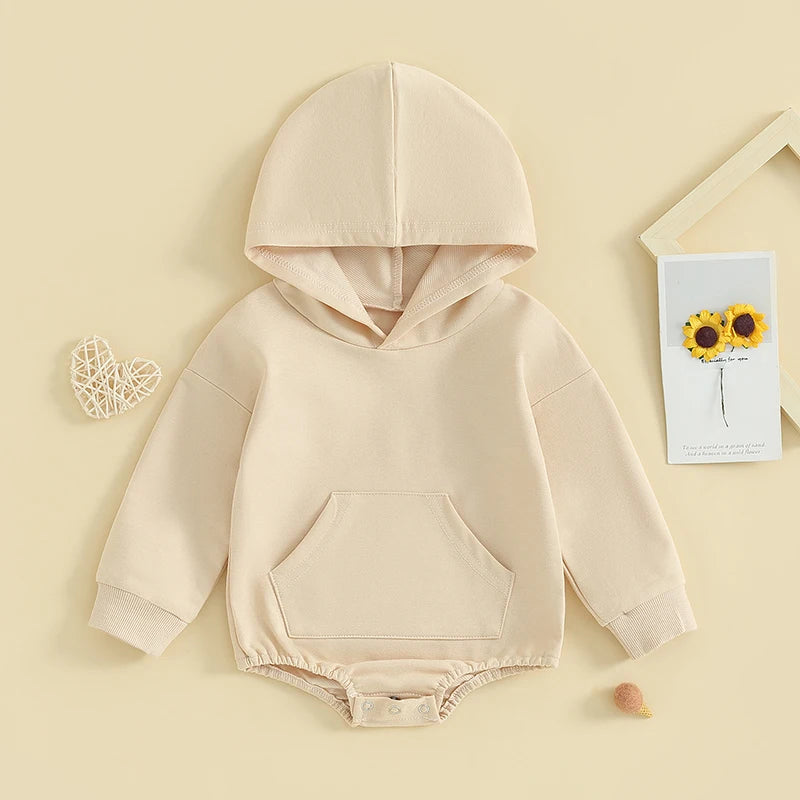 Grenouillère bébé à capuche Mybooni | Poche frontale unisexe 0-24M