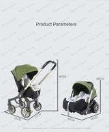 Poussette 4-en-1 multifonctionnelle pliable avec siège auto bébé EU Stock