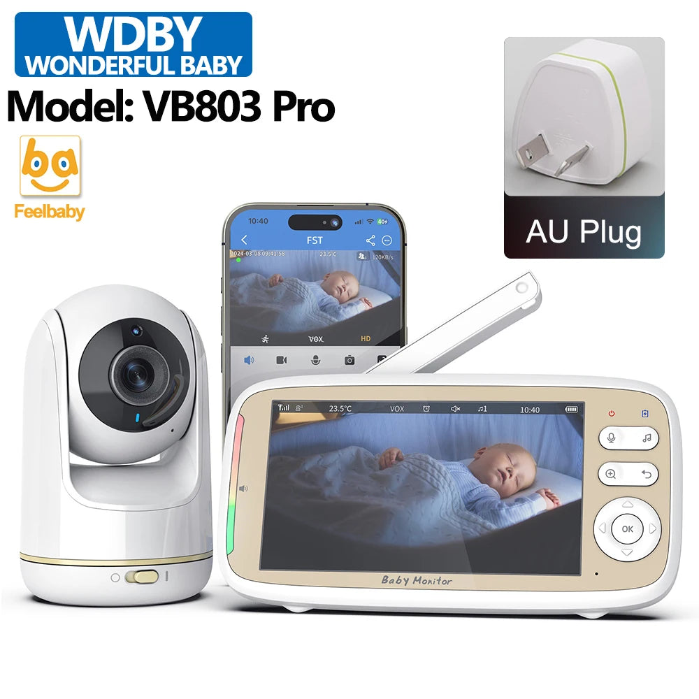 Babyphone 5 pouces PTZ WiFi Mybooni — Zoom 3x, Vision nocturne, Audio bidirectionnel