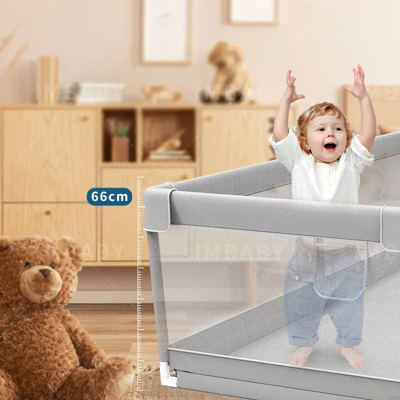 Parc bébé IMBABY gris clair - enclos bébé aire de jeux barrière sécurité enfant ball box