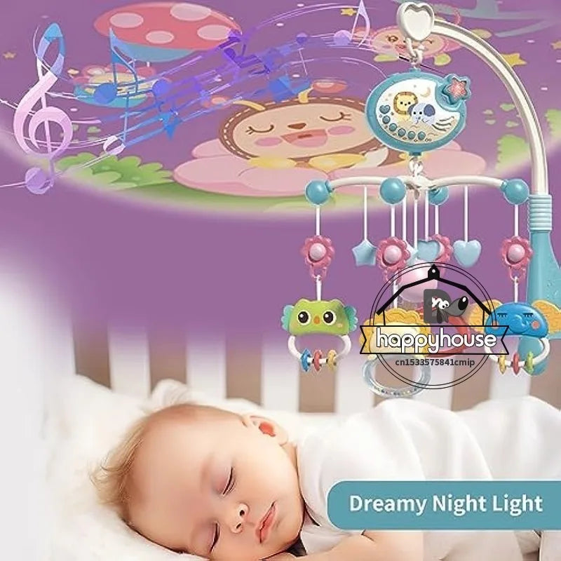 Mobile musical lumineux et projecteur pour lit bébé - télécommande jouet nouveau-né