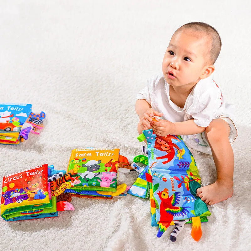 Livre tissu 3D queue grelot bébé Mybooni — Cognitif éveil parent-enfant