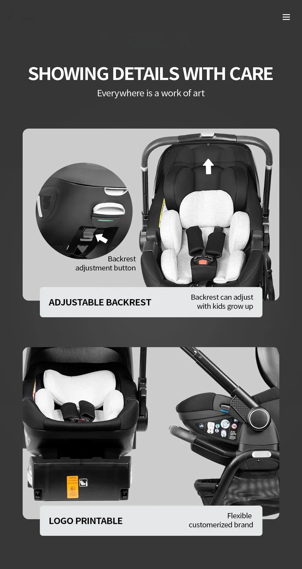 Poussette rose 4-en-1 avec nacelle siège auto de luxe pliable livraison EU