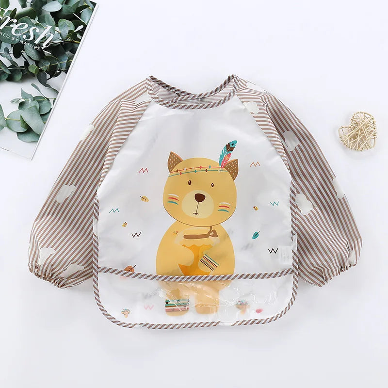 Bavoir tablier imperméable bébé manches longues - smock alimentation enfant plastron bavette vêtement