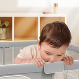 Parc bébé IMBABY gris Mybooni — Aire de jeu avec anneau de traction et balle
