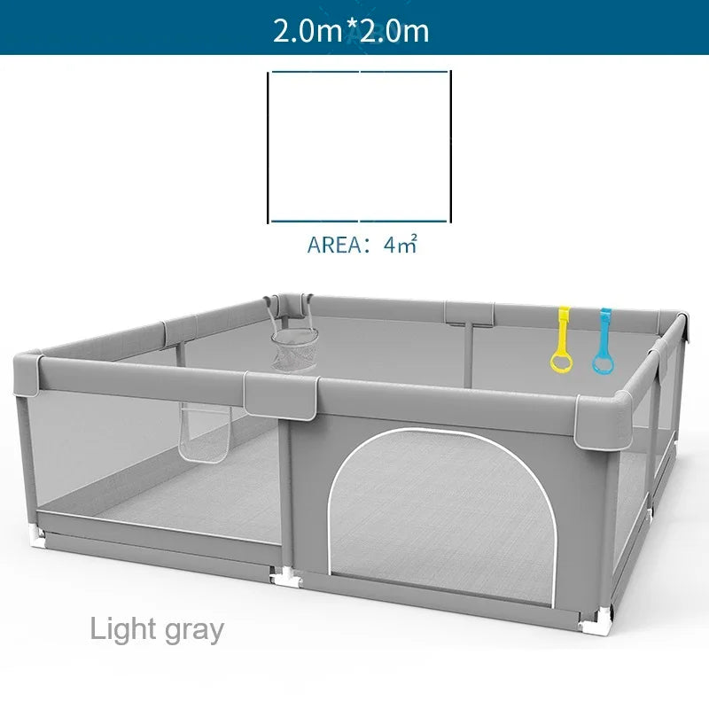 Parc bébé IMBABY gris clair - enclos bébé aire de jeux barrière sécurité enfant ball box