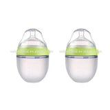 Lot 2 biberons bébé sans BPA silicone vert/rose - biberon enfant 5 oz et 8 oz