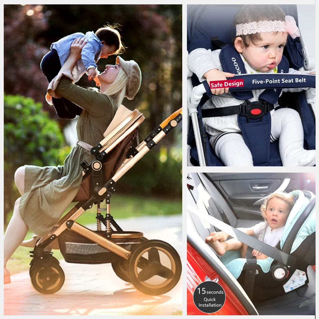 Poussette 3-en-1 pliante multifonctionnelle avec siège de sécurité livraison EU
