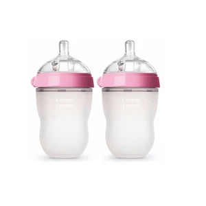 Lot 2 biberons bébé sans BPA silicone vert/rose - biberon enfant 5 oz et 8 oz