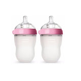Lot 2 biberons bébé sans BPA Mybooni — Silicone 150 ml et 240 ml vert/rose