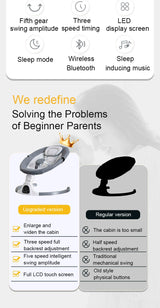 Berceau électrique bébé Bluetooth musique télécommande moustiquaire multifonctionnel