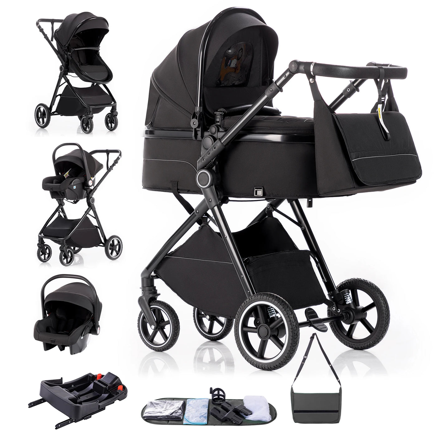 Poussette 3-en-1 pliable Mybooni — Norme EU nouveau-né