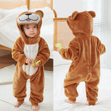 Combinaison pyjama bébé flanelle cartoon - grenouillère licorne/lapin/dinosaure animal