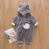 Combinaison bébé automne-hiver peluche chaud - grenouillère cartoon chien/lapin 0-2 ans