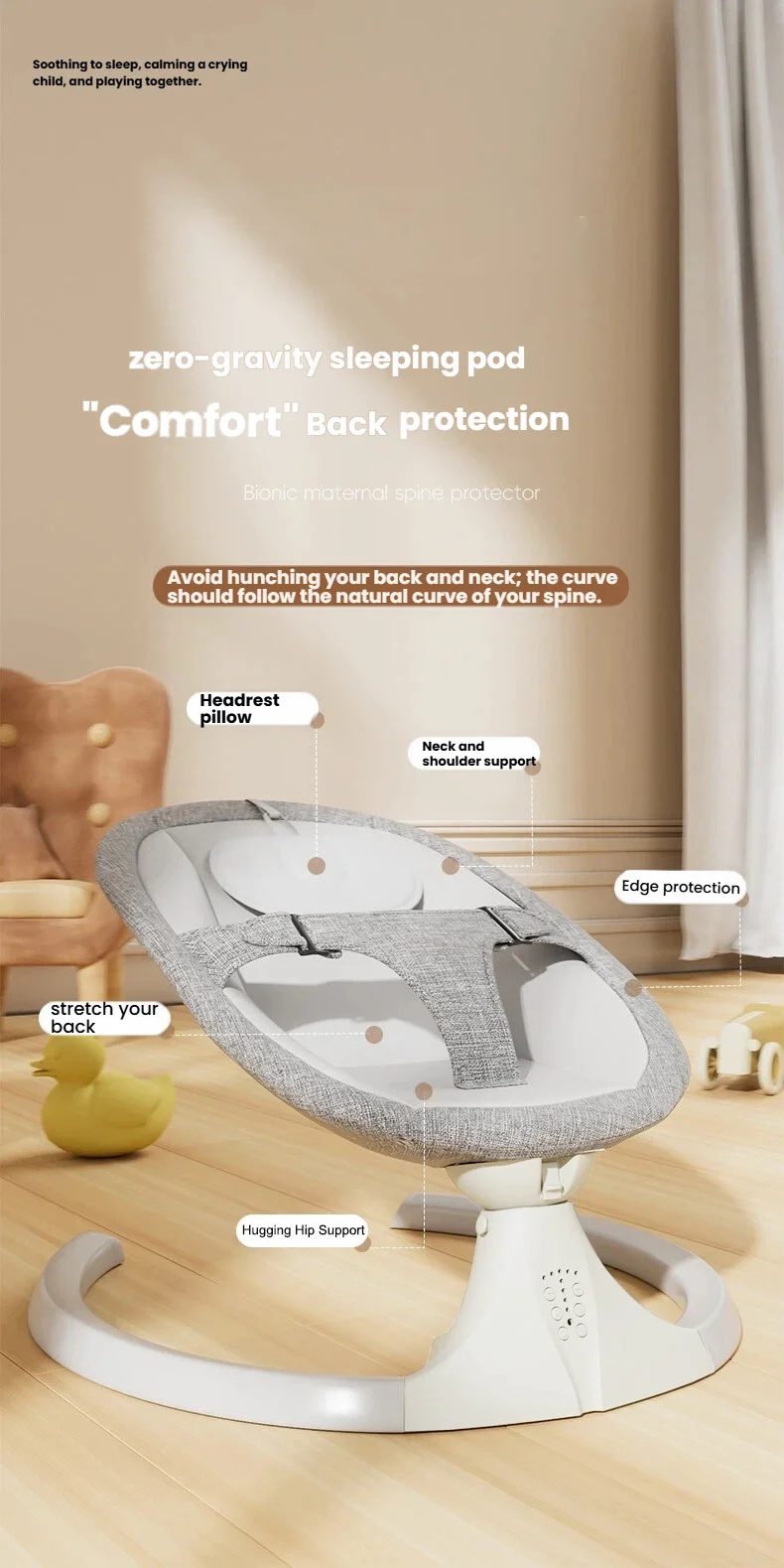 Balancelle bébé électrique automatique - chaise oscillante 5 points avec télécommande