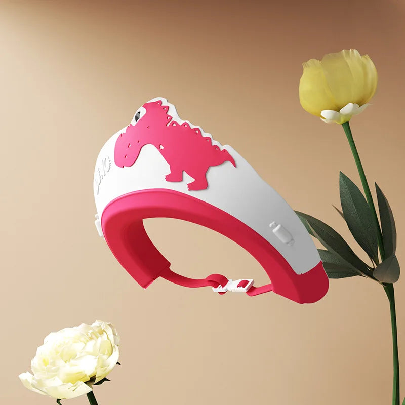 Casquette de bain bébé réglable Mybooni — Protection shampoo yeux et oreilles motif dinosaure