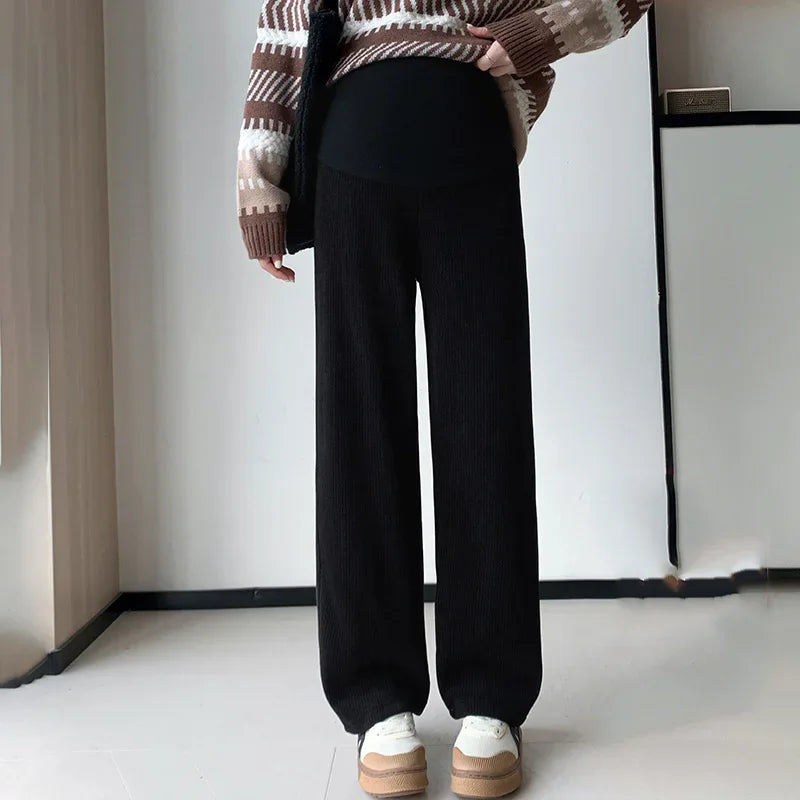 Pantalon maternité jambe large Mybooni — Taille haute décontracté femme enceinte