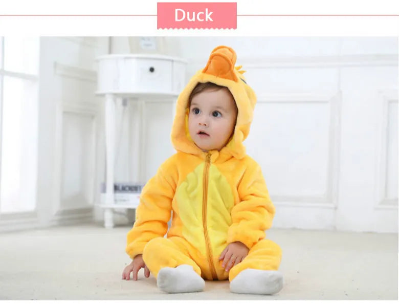 Combinaison pyjama bébé flanelle cartoon - grenouillère licorne/lapin/dinosaure animal